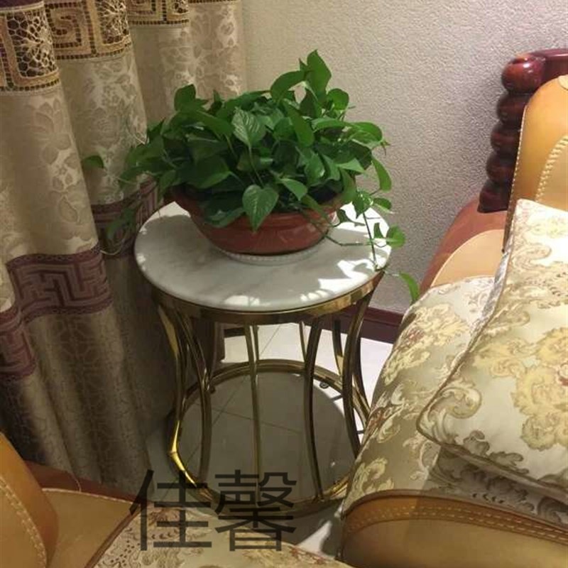 不锈钢圆几钢化玻璃茶几客厅沙发组合电话几边几小户型简约角几