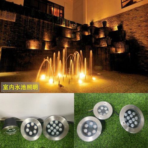 led户外水下埋地灯6w嵌入式鱼池喷泉灯园林景观防水游泳池24v地灯