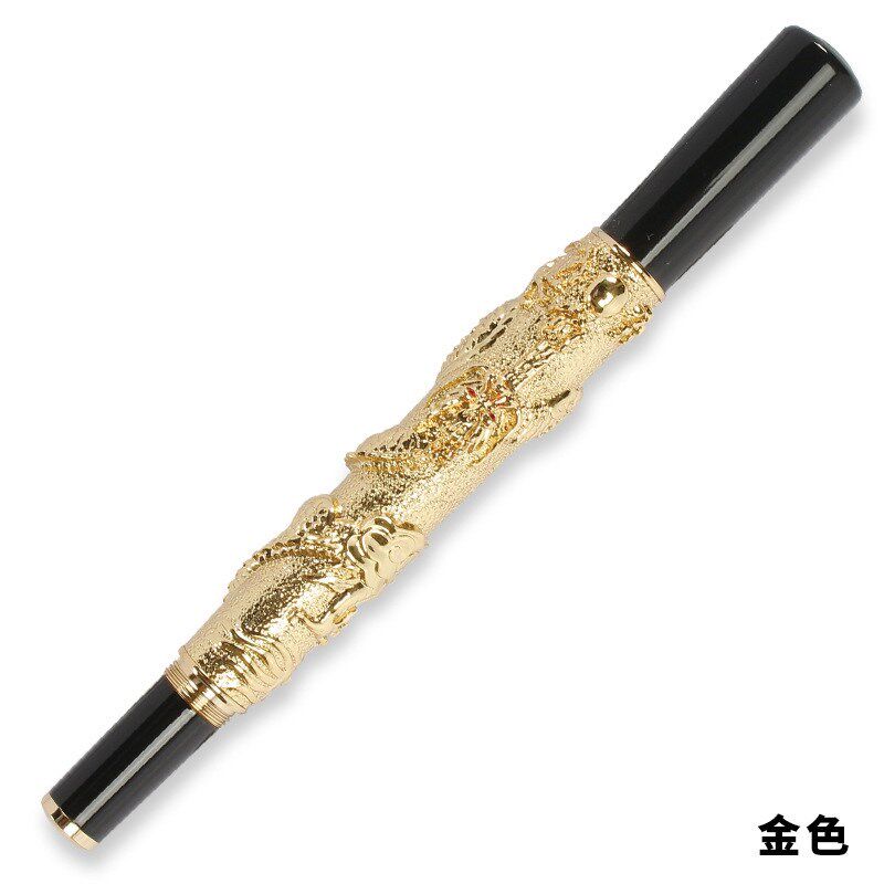 金豪东方神龙套装礼品钢笔签字笔美工笔螺旋笔帽无笔夹浇筑工艺笔