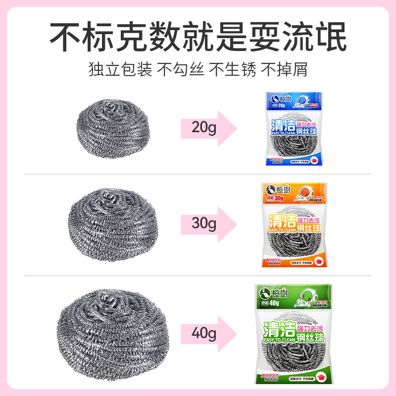 大号钢丝球不锈钢清洁球家用铁丝球厨房刷锅大号洗碗神器图片