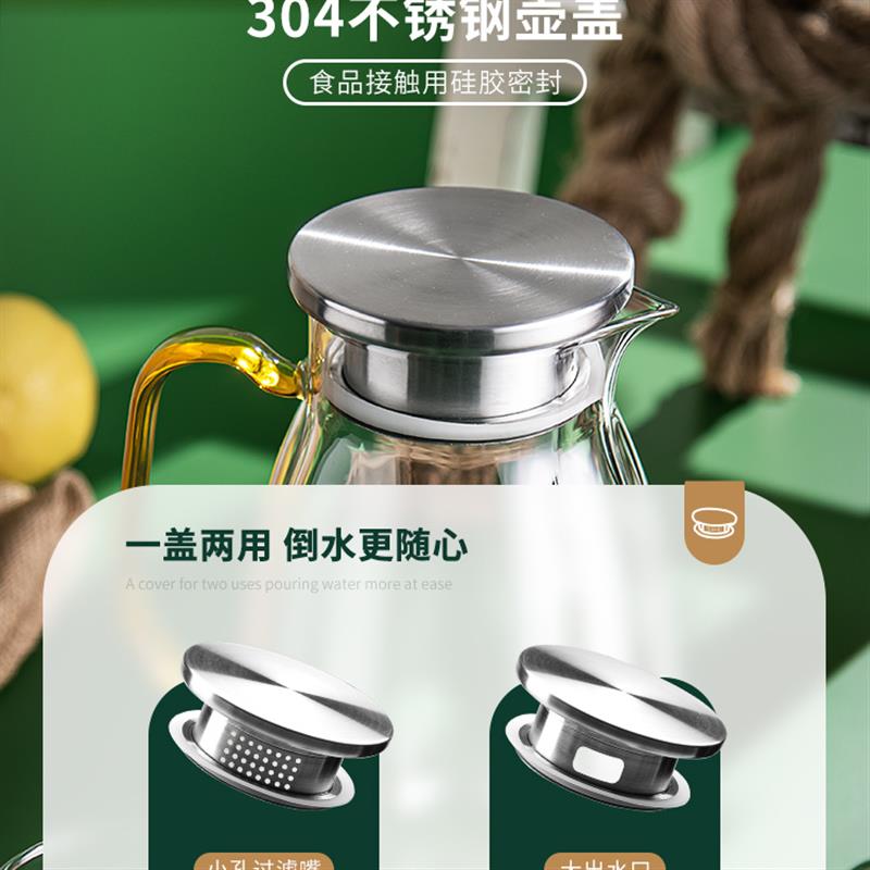 高颜值冷水壶玻璃耐高温大容量凉白开水壶水杯透明冷泡凉茶壶扎壶