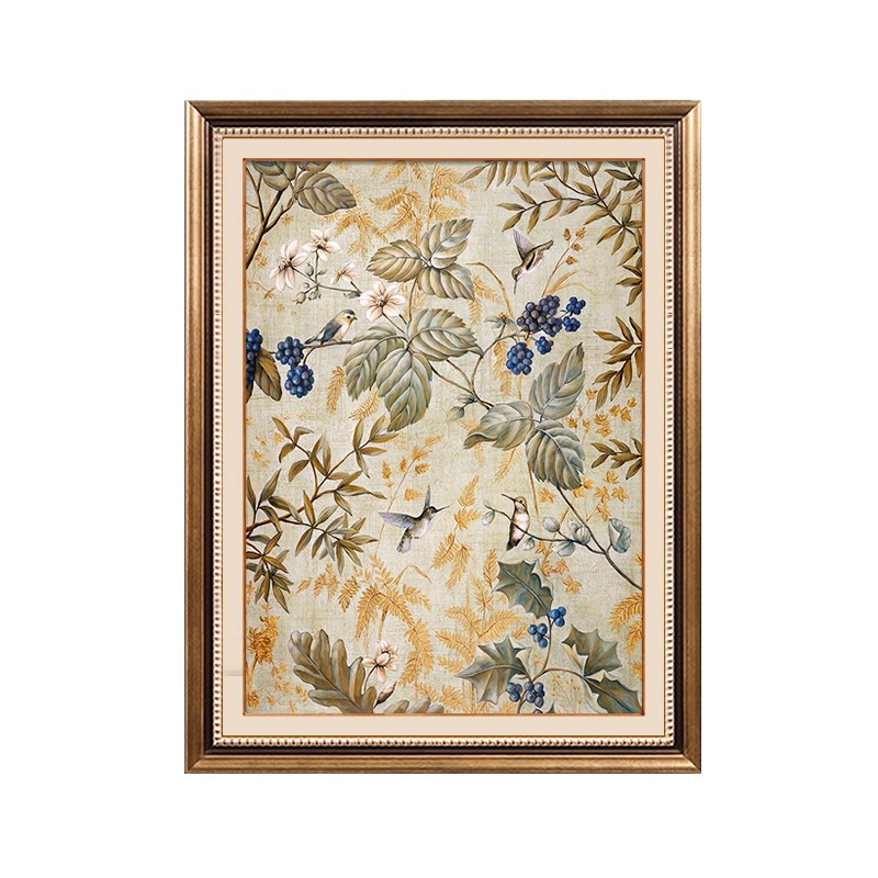 网红美式玄园关饰画竖版简美走廊过装道尽头挂画田风格饭厅花鸟壁