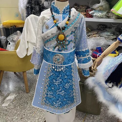 快乐阳光男童藏族演出服独唱卓嘎中大童藏袍高端蒙古族舞台表演服