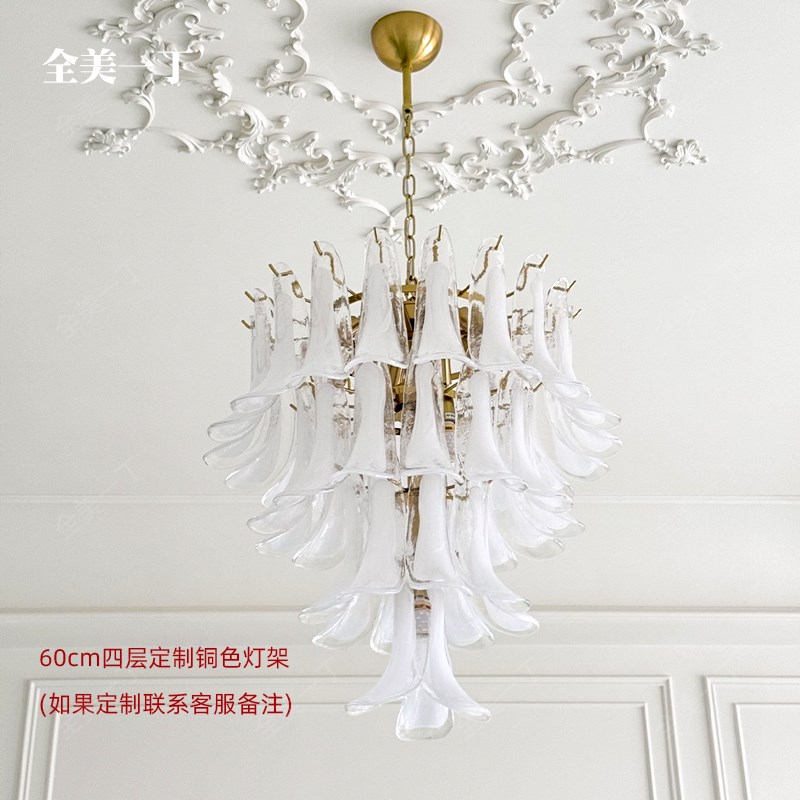 全美一丁 法式挑空客厅灯轻奢复式楼梯吊灯美式玻璃房间主卧室灯