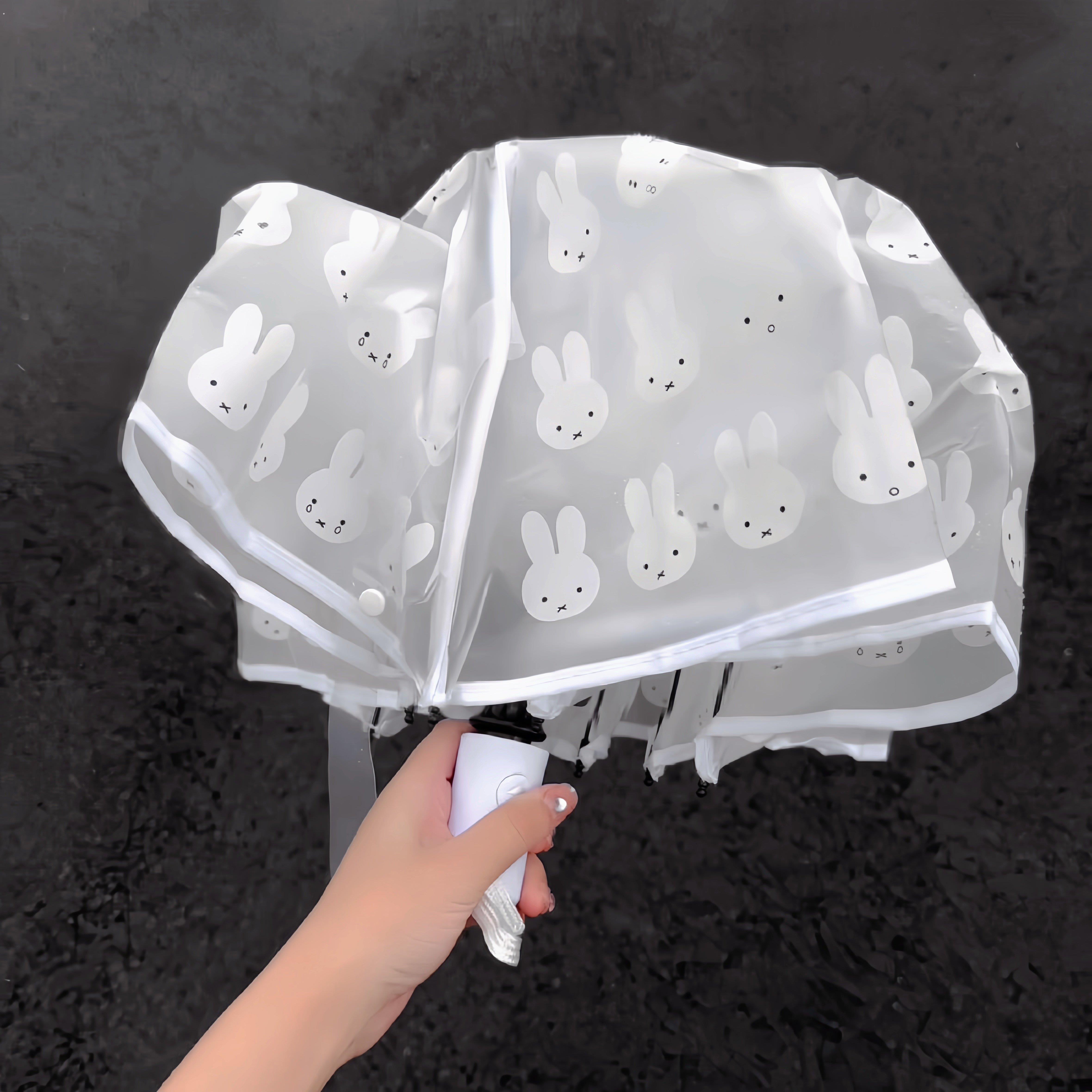 可爱兔雨伞防晒伞晴雨两用女结实抗风雨伞加固自动高颜值透明伞