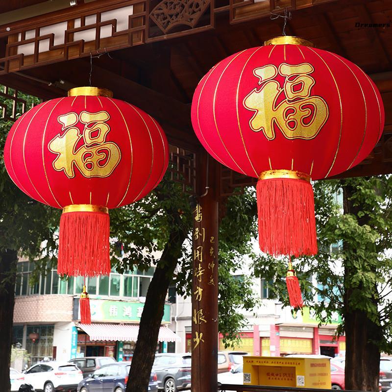 。新年灯笼红灯笼大门口一对中式福字中国风灯龙龙年春节装饰灯户