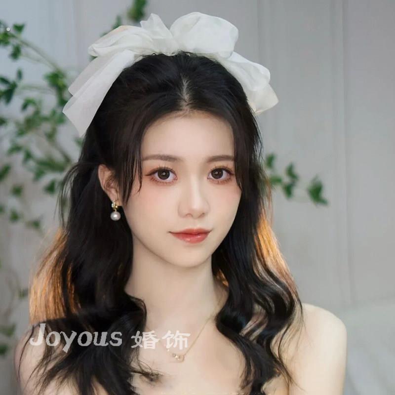 网红雪纺弹簧夹超仙大蝴蝶结发夹女后脑勺顶夹森系新娘结婚发饰品