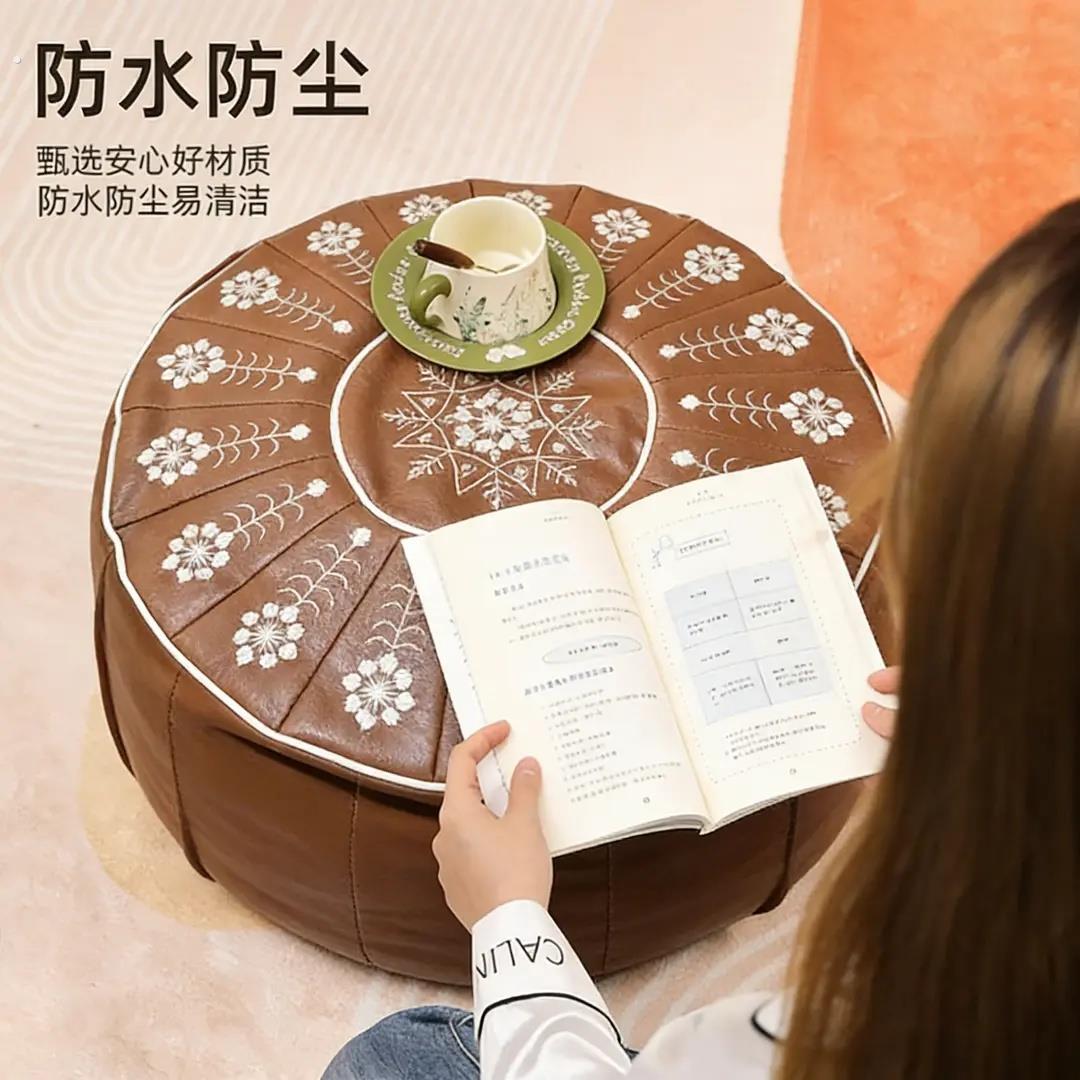 中式轻奢皮墩收纳凳客厅居家收纳箱衣服玩偶收纳袋换季沙发坐墩