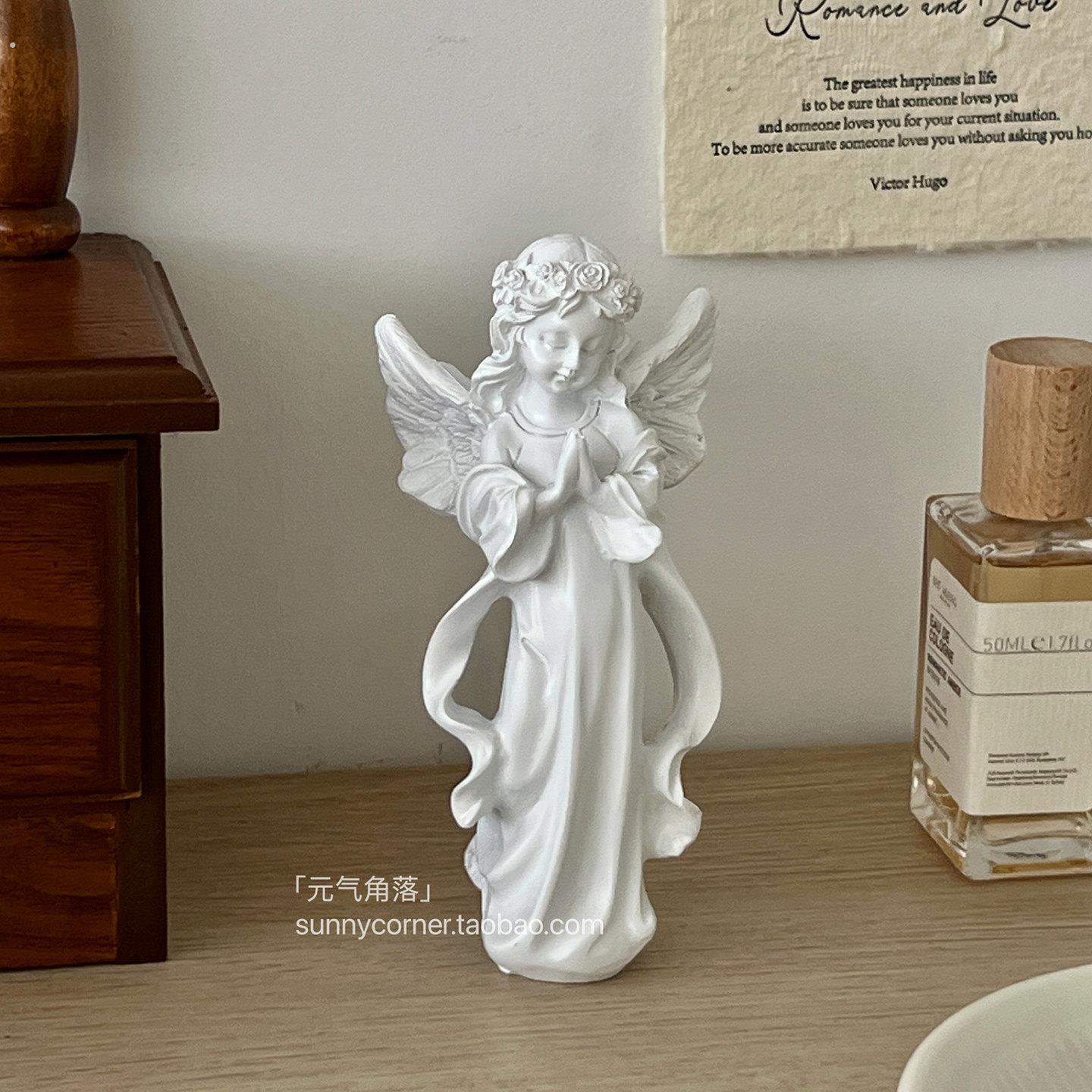 欧式复古祈愿天使女孩树脂摆饰桌面雕塑装饰小摆设氛围感拍照道具