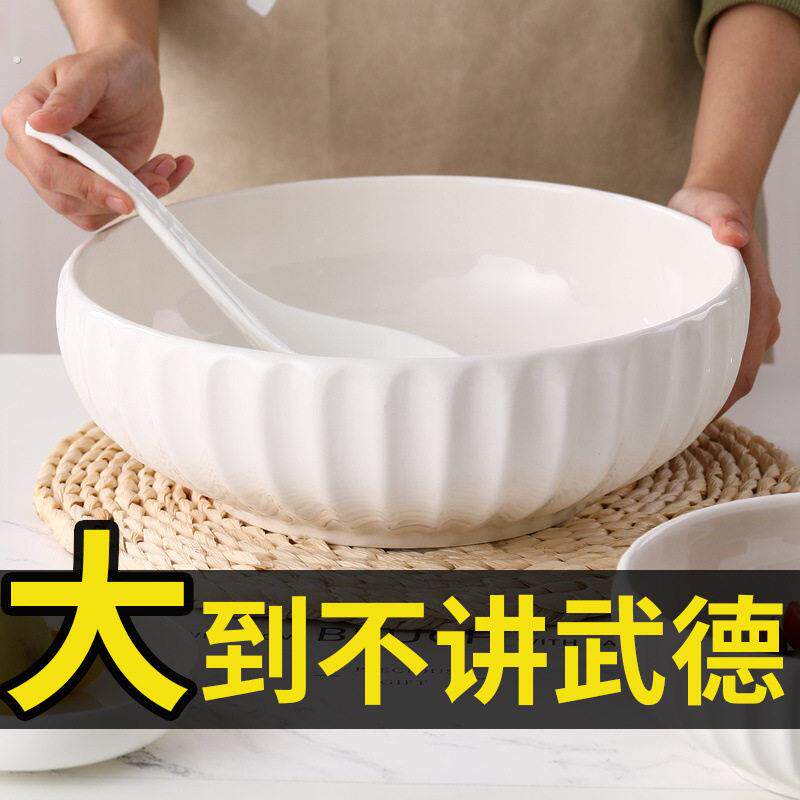 陶瓷盆家用厨房老式瓷和面盆揉面盆带盖子盆子发面大瓷大号陶活面