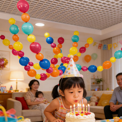 尾巴气球串长条链彩色多胺