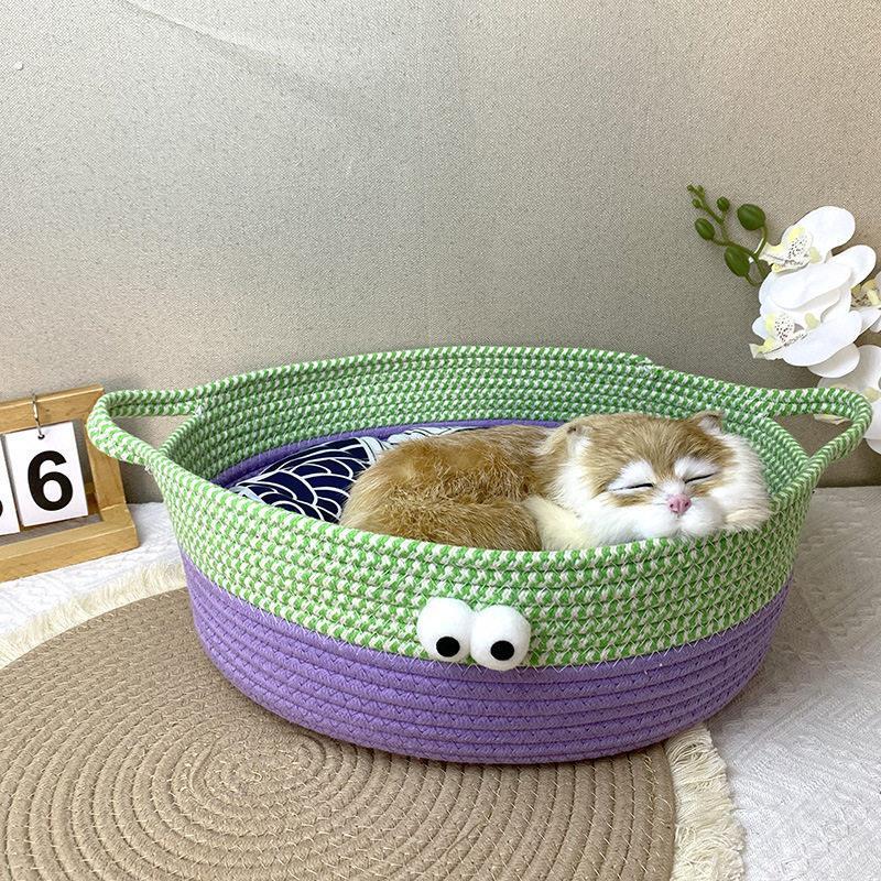 猫窝四季通用可拆洗网红绳编猫垫子猫咪睡觉用夏天宠物小狗窝用品