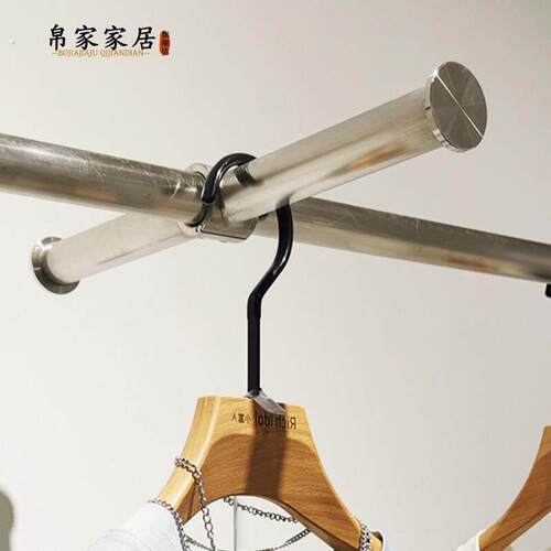 服装店专用正挂配件可移动不锈钢圆管卡扣挂钩活动衣服展示架点挂
