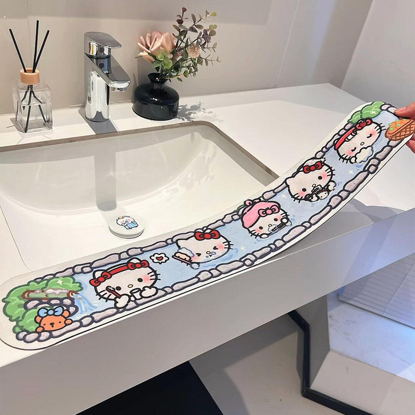 可爱小猫台面沥水垫洗漱台吸水防溅矽藻泥速干垫化妆室厨房家用
