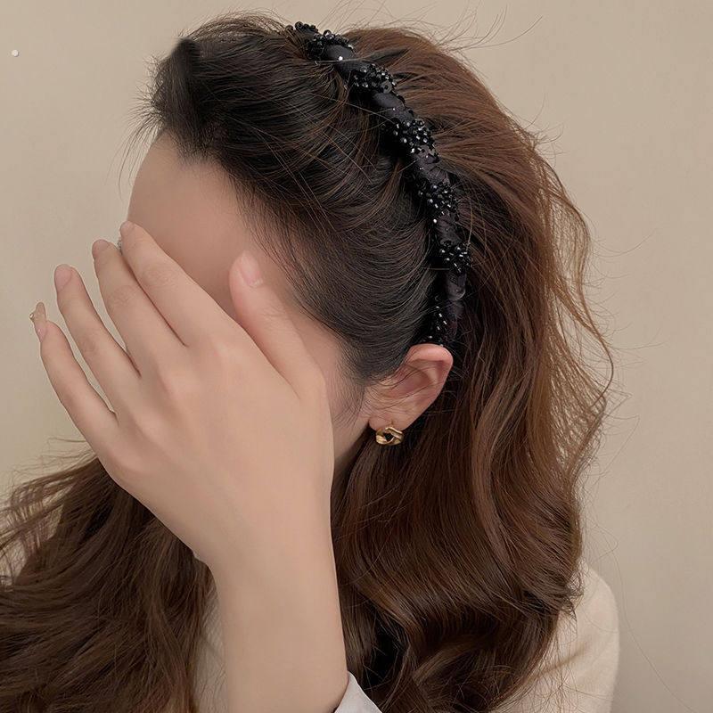 巴黎王妃发箍女新款增高颅顶头箍压发洗脸发卡小香风手工串珠发捆