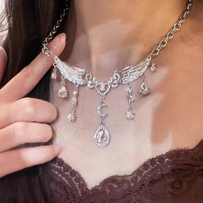 甜酷封神小众设计感天使之翼锆石流苏仙女项链锁骨链高级感颈炼
