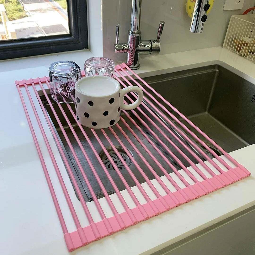 厨房水槽碗碟筷子沥水架帘洗碗池水盆抹布盘杯子滤水架置物架