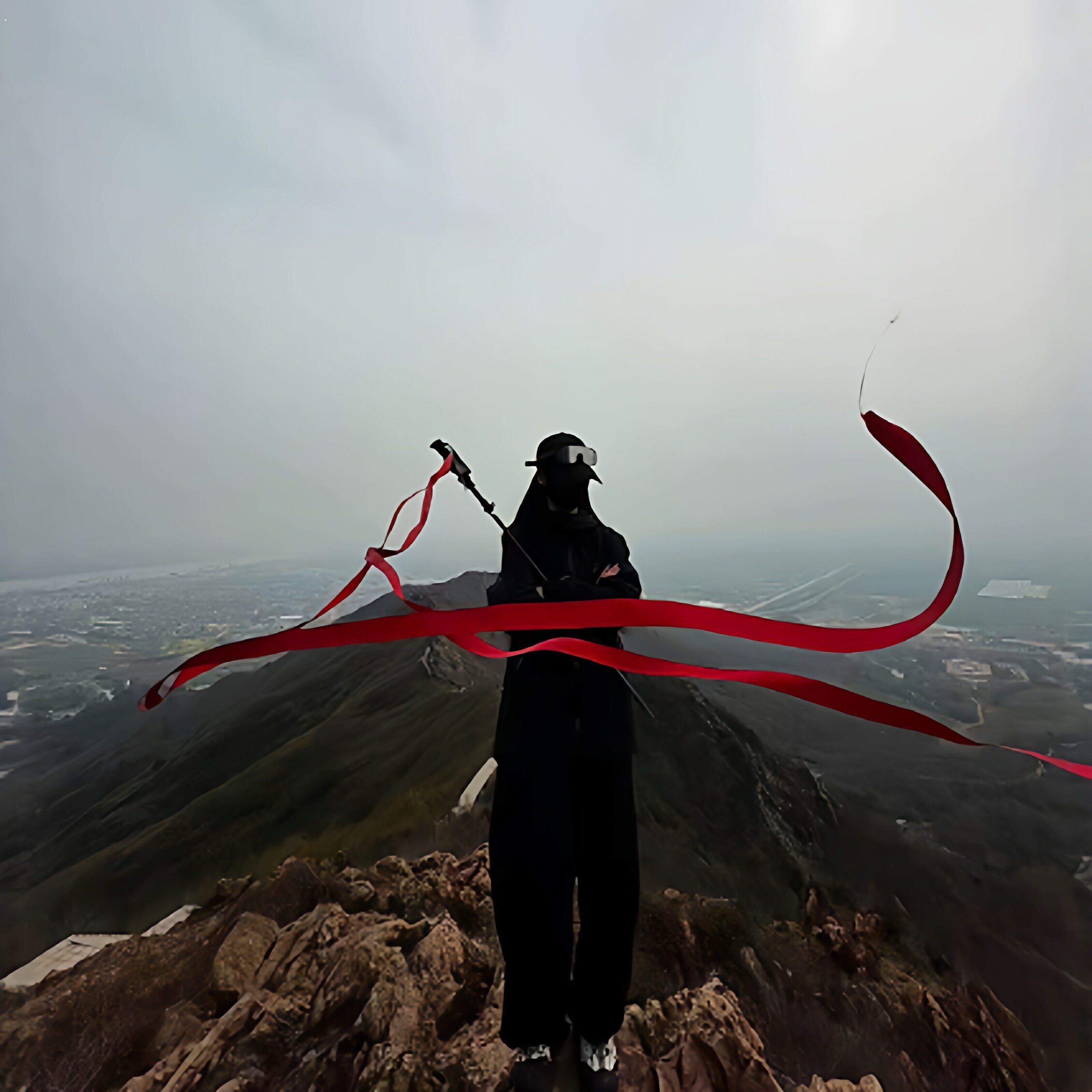 登山杖红飘带超长丝带装饰户外爬山登顶旅游纪念道具拍照出片神器
