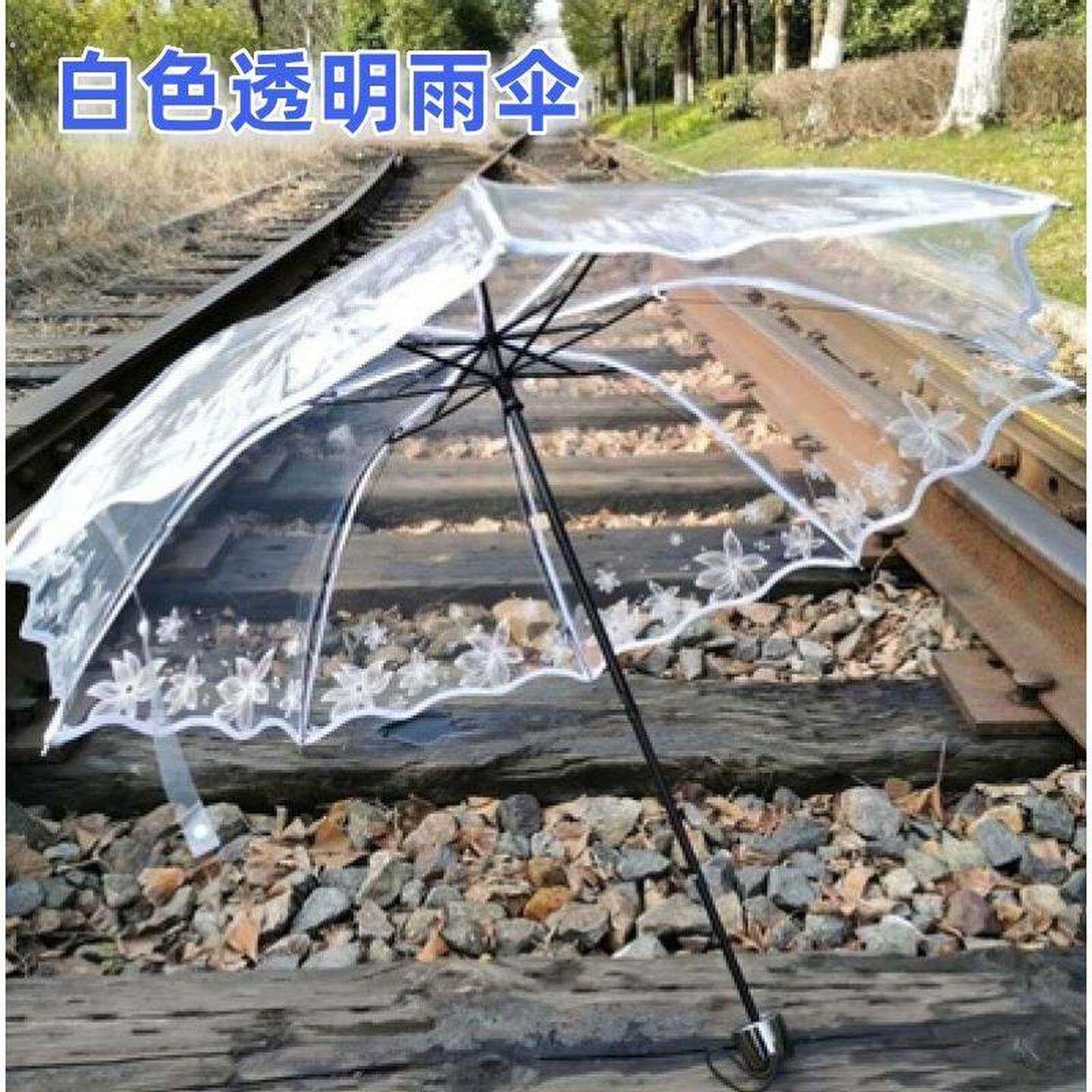 透明雨伞可折叠甜美感日系伞文艺长把伞少女心小清新雨天专用拍照