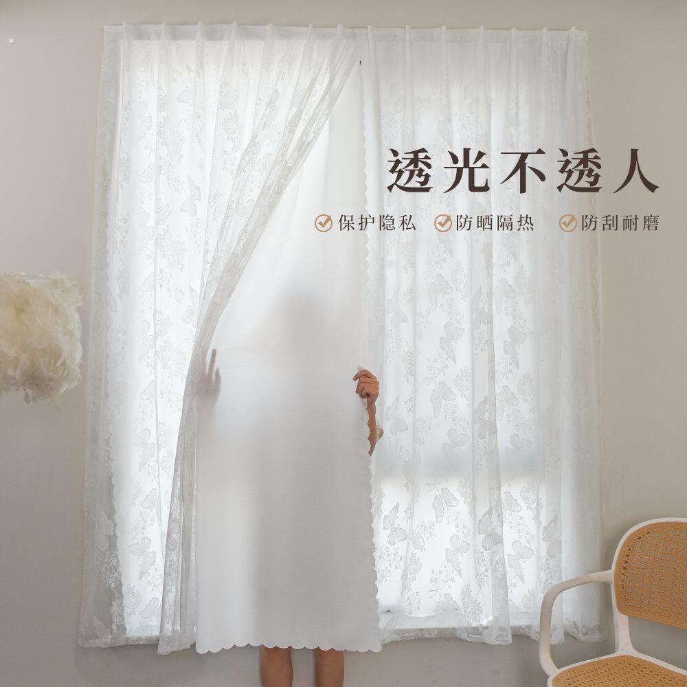 窗沙帘自粘贴自粘魔术贴窗纱免打孔安装透光不透人窗纱飘窗橱窗阳