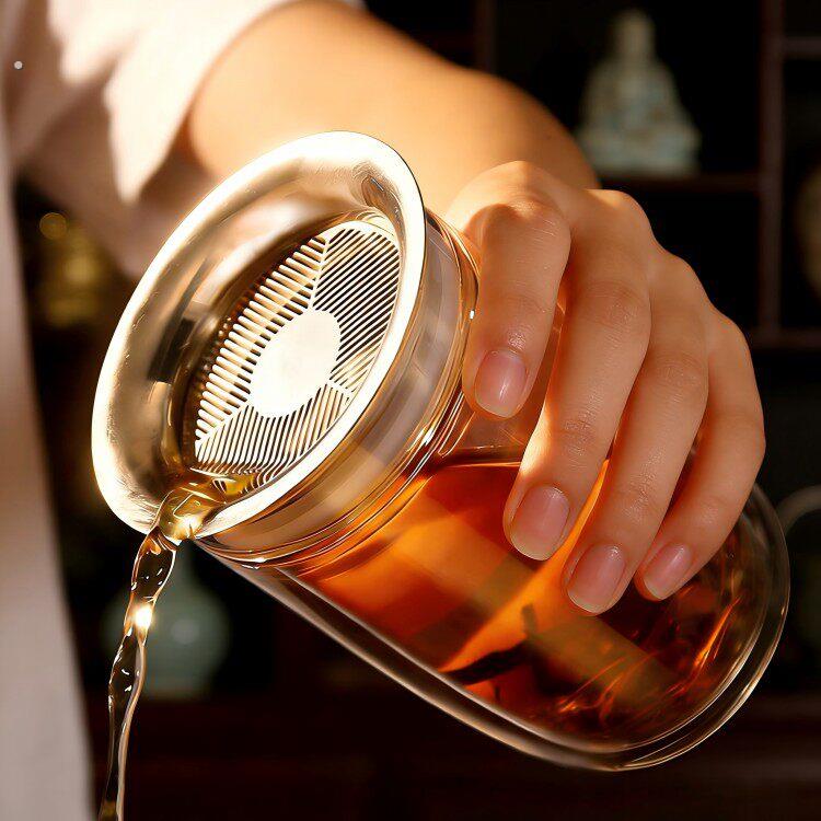 双层隔热茶水分离茶壶懒人泡茶神器工位一人茶具旅行玻璃现代滤网