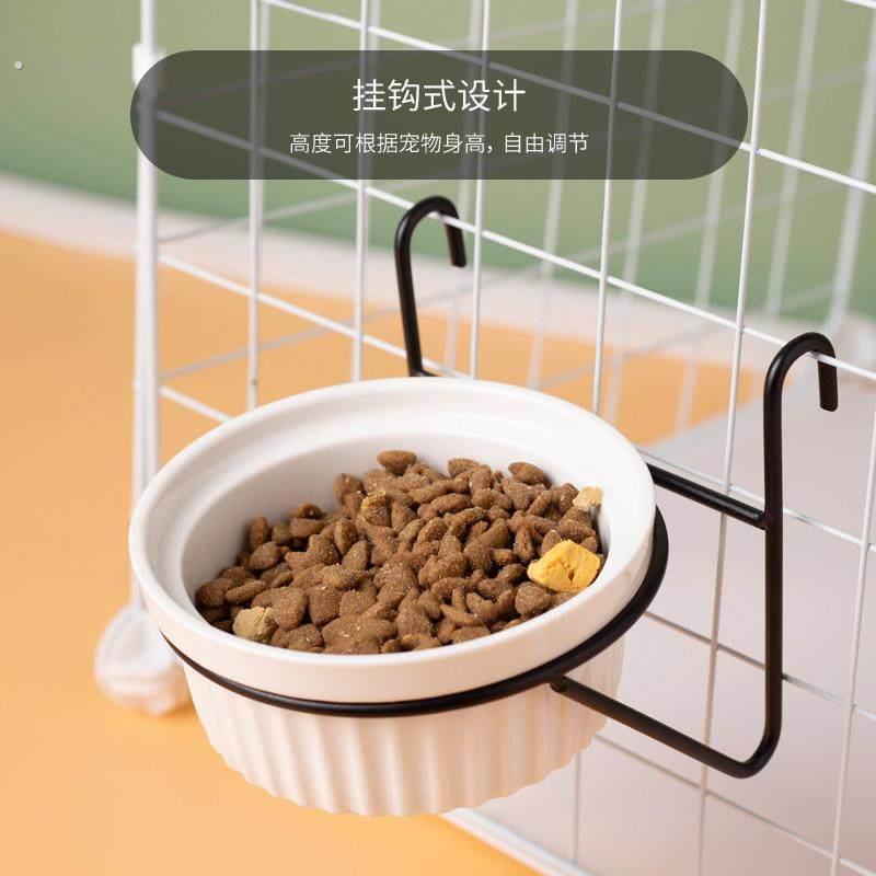 悬挂式猫碗陶瓷宠物猫食盆不易猫盆打翻固定咪粮兔子狗水碗挂壁式