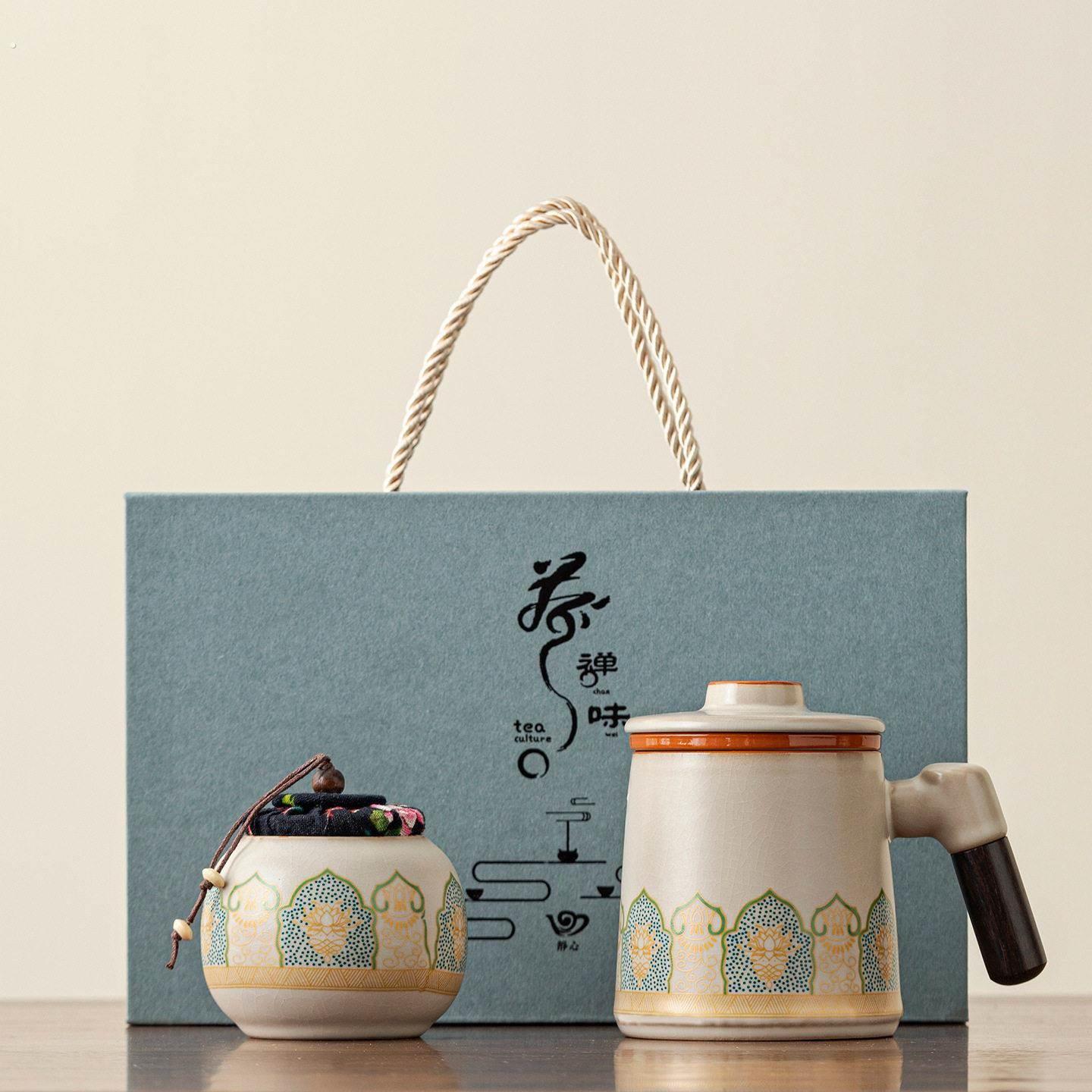 陶瓷马克杯公杯2026新款家用喝茶杯带盖子过滤茶水分离泡茶杯定制