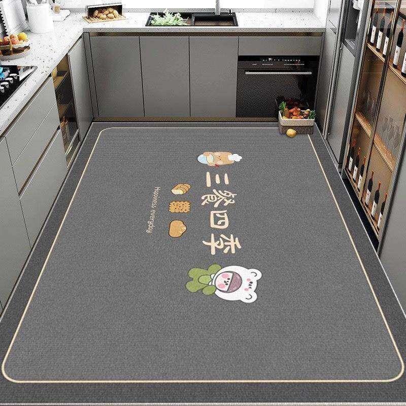 矽藻泥厨房地垫防水防油防滑垫整铺大面积门口耐脏可擦免清洗地毯