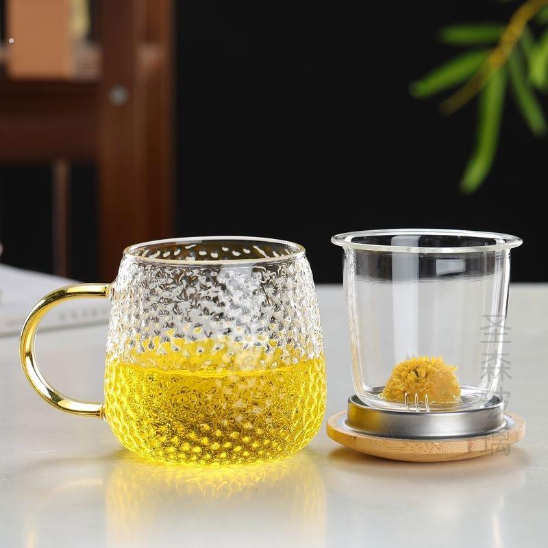 玻璃杯子水杯茶水分离杯过滤泡茶杯带盖带把加厚耐热男女办公家用
