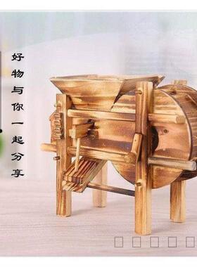 木制农具模型打谷机转印谷风车摇谷扇彷古手工艺软装饰品书房摆件