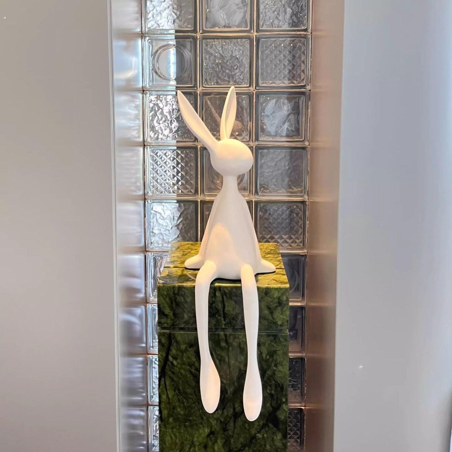 大白兔子坐姿摆件极简创意客厅玄关展示电视柜酒柜壁龛雕塑装饰品