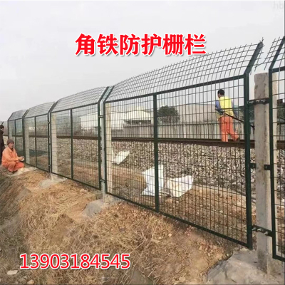铁路护栏网桥下通线防护栅栏水泥柱子围栏高铁框架耙子网80018002