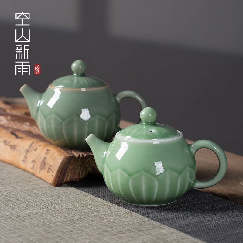 空山新雨功夫茶具茶壶单壶陶瓷纯手工家用中式大号越窑仿古泡茶壶