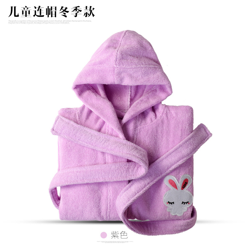 儿童长款浴袍纯棉毛巾料沐浴保暖吸水快干卡通男童女童浴衣夏薄款