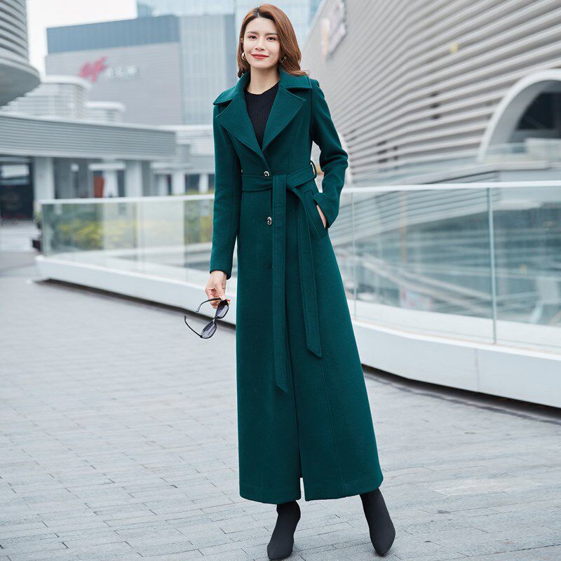 长款大衣女冬季2025新款流行呢子大衣过膝修身显瘦加厚毛呢外套女