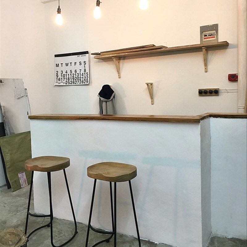 北欧铁艺实木吧台椅家用餐厅吧台凳休闲个性创意酒吧前台高脚凳子