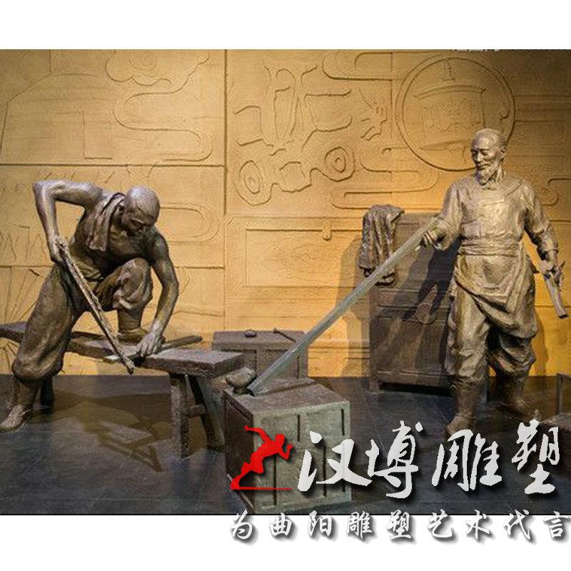 玻璃钢仿铜木工木匠雕塑铸铜木匠师傅雕塑铜雕制作家具人物定制做