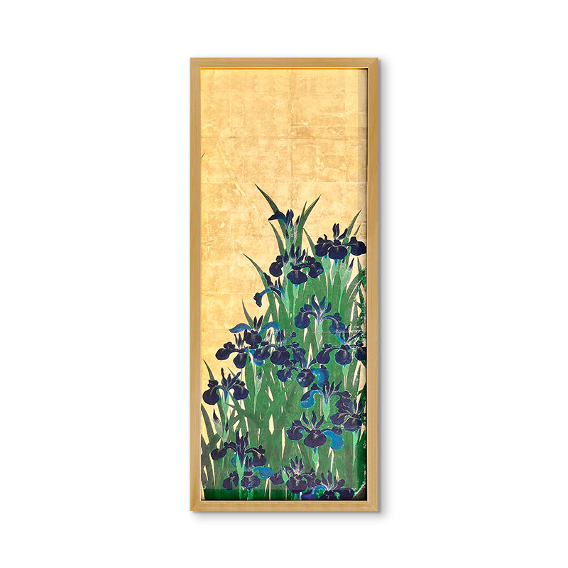 【鸢尾花】日式原木复古装饰画玄关客厅挂画实木浮世绘花卉风景画