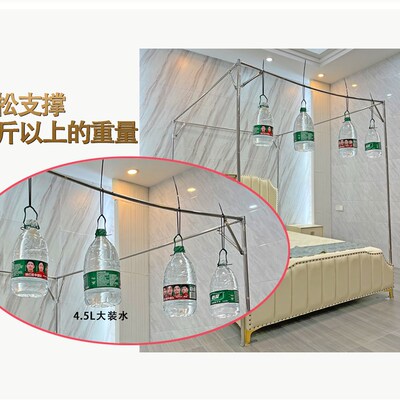 新款加厚四柱落地蚊帐三开门家用耐用斜杠不锈钢支架加密1.21.8米