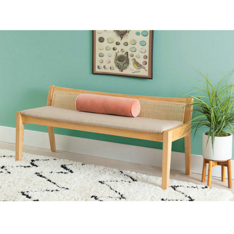 实木餐桌长凳带靠背天然藤编织家用长条餐椅白蜡换鞋凳简约床尾凳