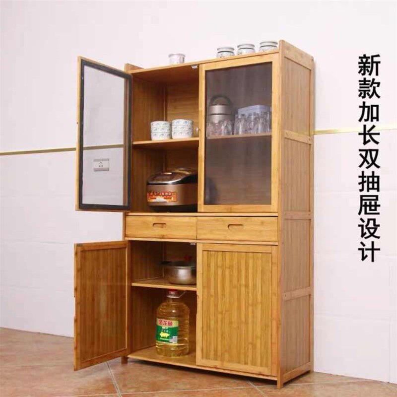 碗柜家用农村老式透气纱窗碗柜多层橱柜组装厨房实木竹柜餐边柜