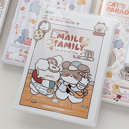 麦乐的小家彩页笔记本子 手帐本胶套记事本卡通插画日记本手账本