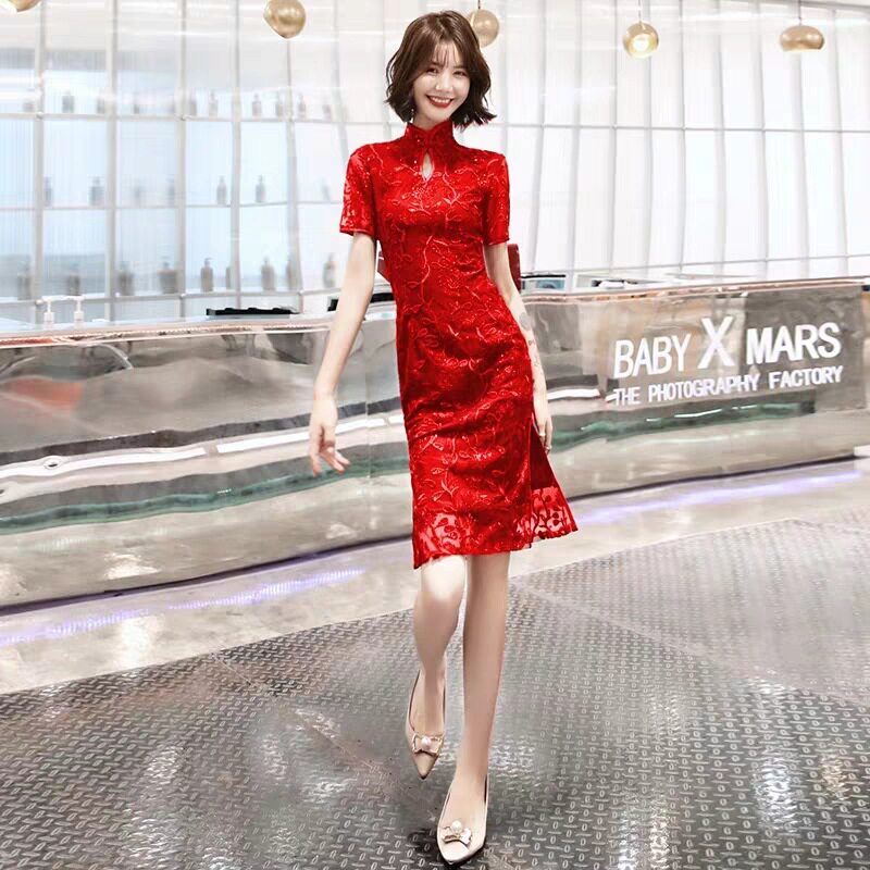 2026新款中式敬酒服新娘夏款改良版旗袍年轻款少女结婚红色连衣裙图片
