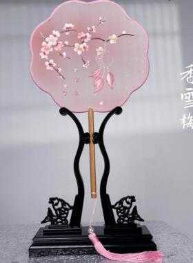 梅兰竹菊古风团扇双面刺绣汉服旗袍古装扇子舞蹈圆扇道具礼品扇夏