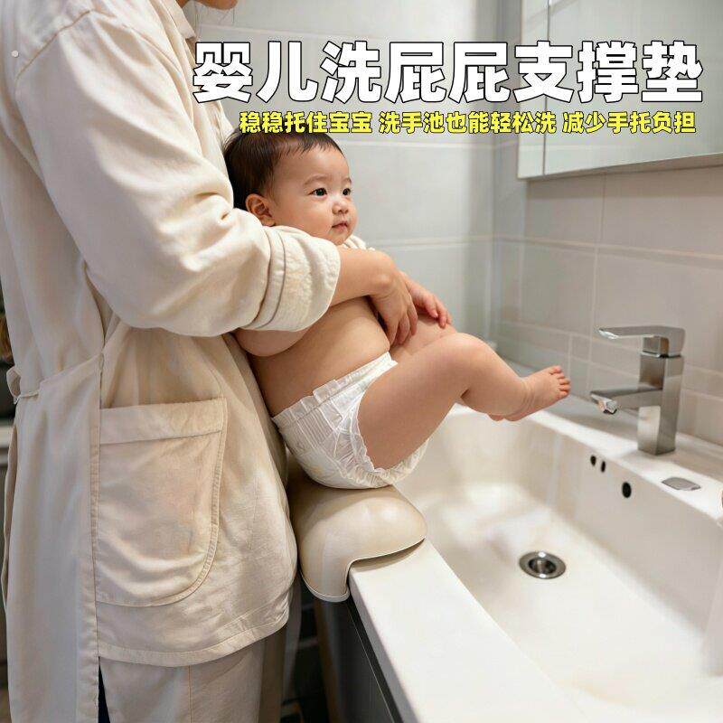 婴儿洗屁股神器 宝宝洗屁屁支撑垫 洗手池台盆吸盘防滑清洗辅助垫