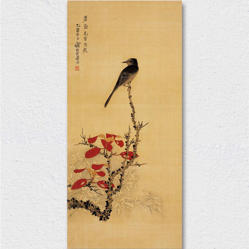 近代 谢稚柳 写意花鸟 国画立轴 客厅茶室 墙面装饰 微喷复制