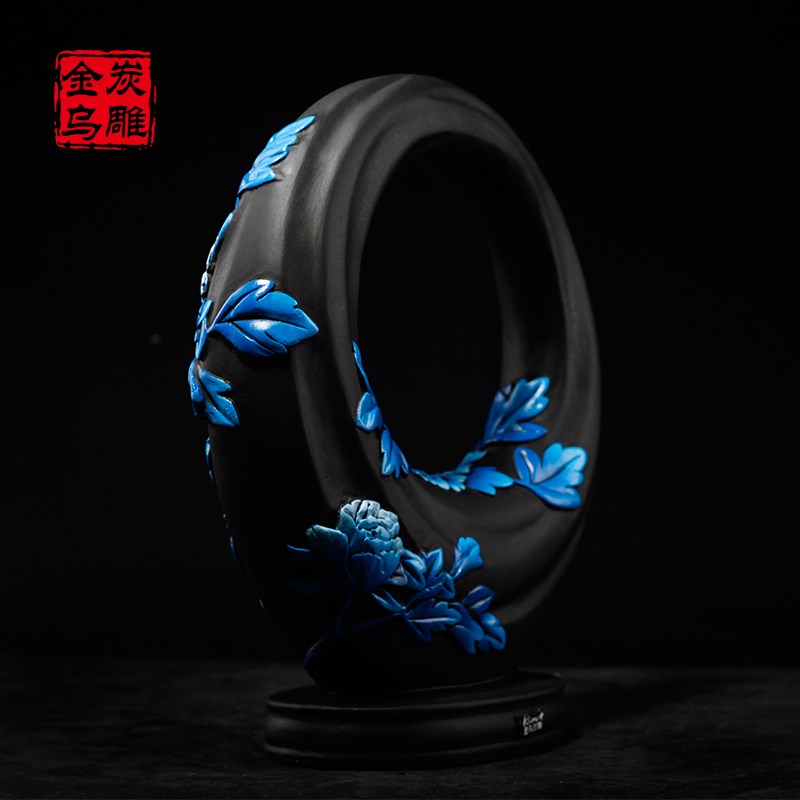 金乌炭雕花好月圆结婚礼物创意乔迁新居礼品活性炭炭雕工艺品摆件