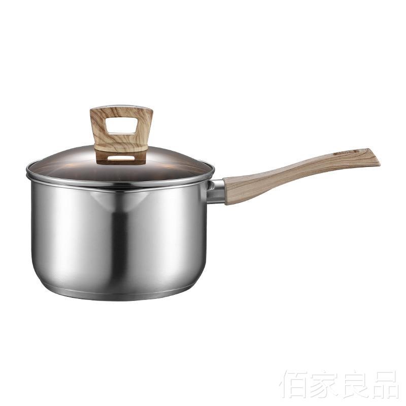 304不锈钢奶锅单柄加厚复底宝宝婴儿辅食锅汤煲礼品定制logo韩式