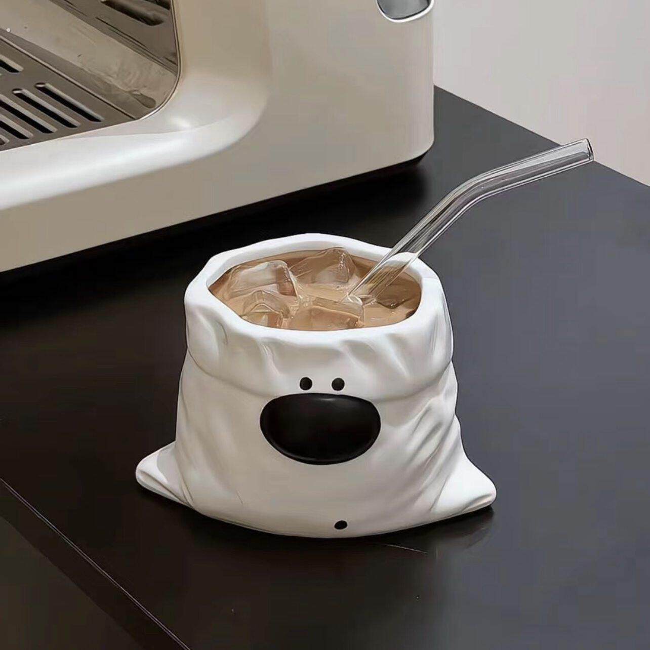 可爱小狗布袋杯子麻袋咖啡杯稀奇古怪的杯子异性高级感小众马克杯