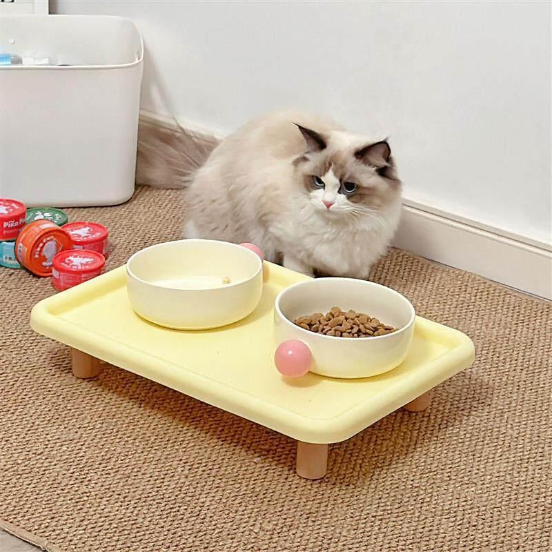 宠物餐桌猫碗架子增高保护颈椎猫碗陶瓷猫食盆狗饭桌狗盆防黑下巴